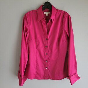 Banana Republic Fuchsia Tailored Stretch Long Sleeve Top w/ French Cuffs Size 6